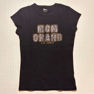 MGM Grand Las‎ Vegas woman’s small short sleeve tee T-shirt black rhinestones